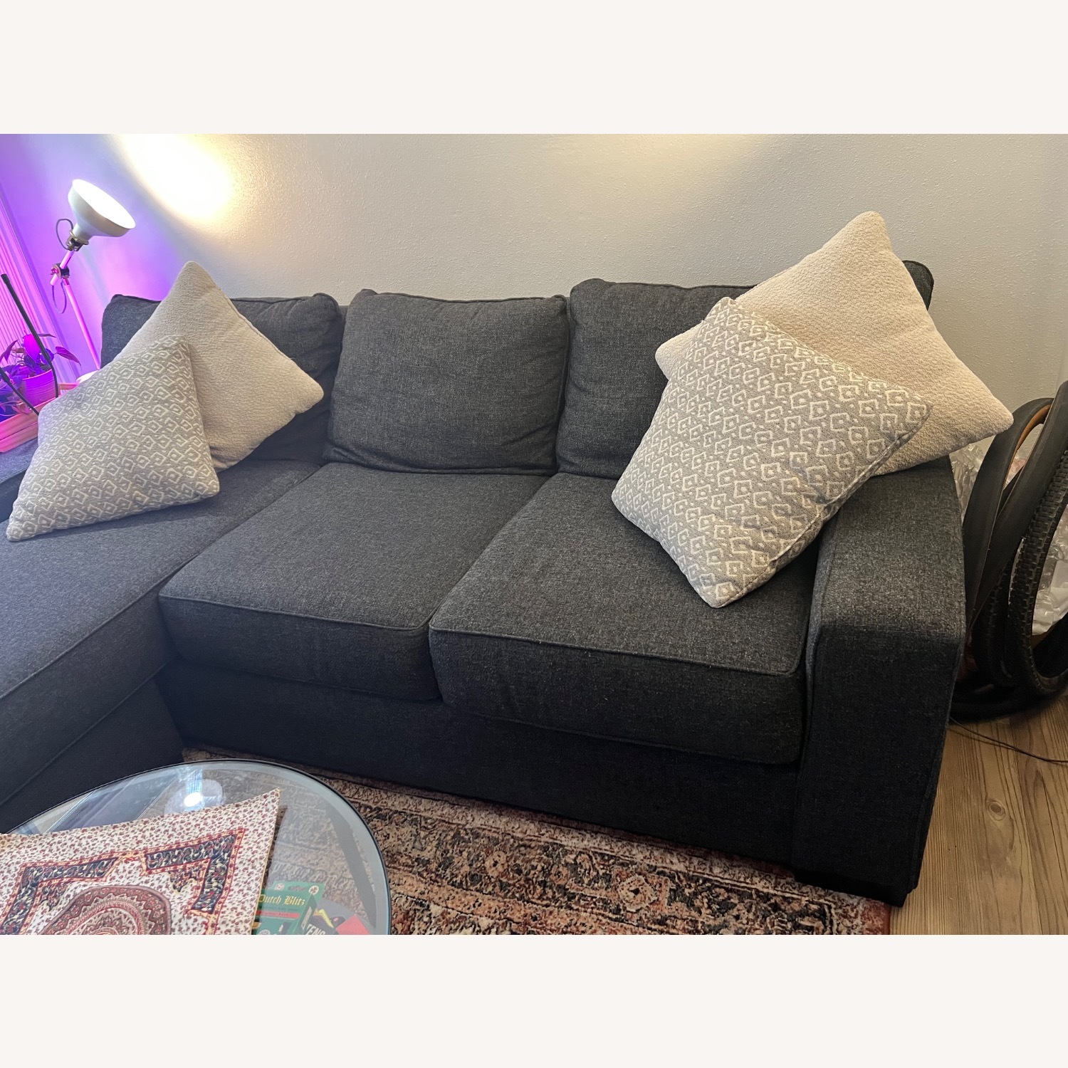 Living Spaces Pewter Grey Modular Sectional Couch - image-3