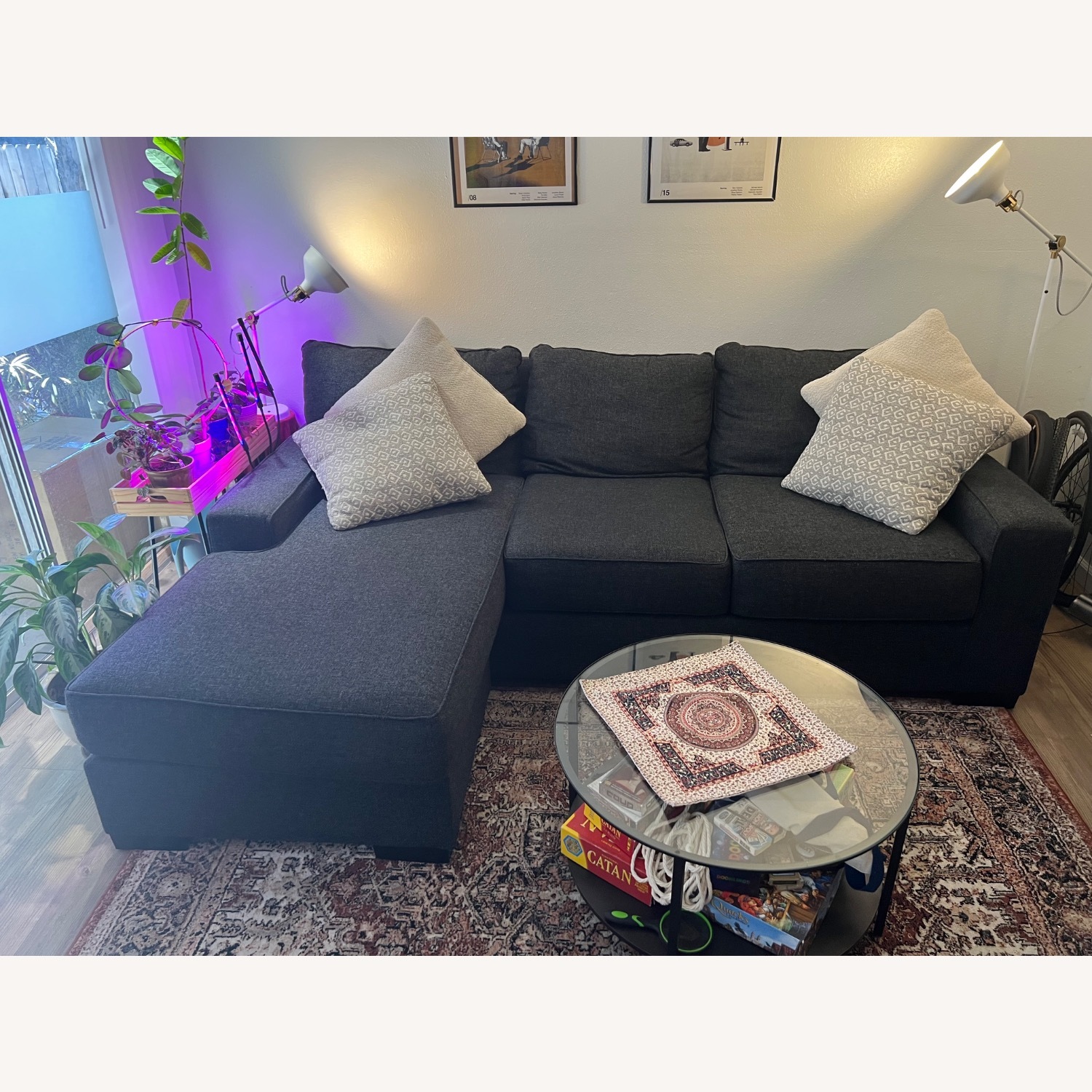 Living Spaces Pewter Grey Modular Sectional Couch - image-1