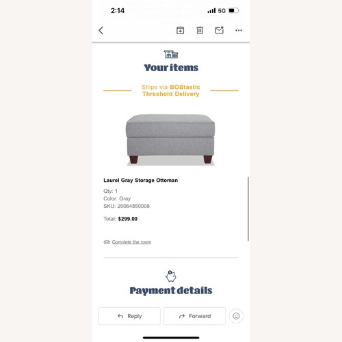 Used Bob’s 3-Seat Sofa with Matching Storage Ottoman  for sale on AptDeco
