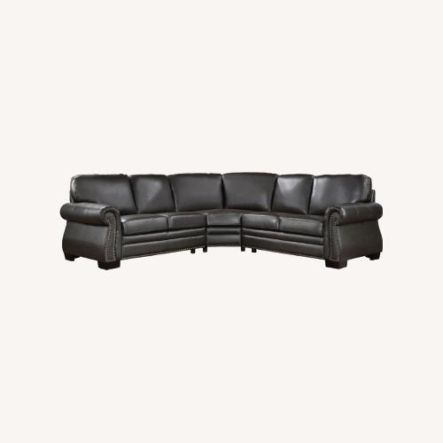 Used 88" Genuine Top Grain Leather 3-Piece Sectional for sale on AptDeco