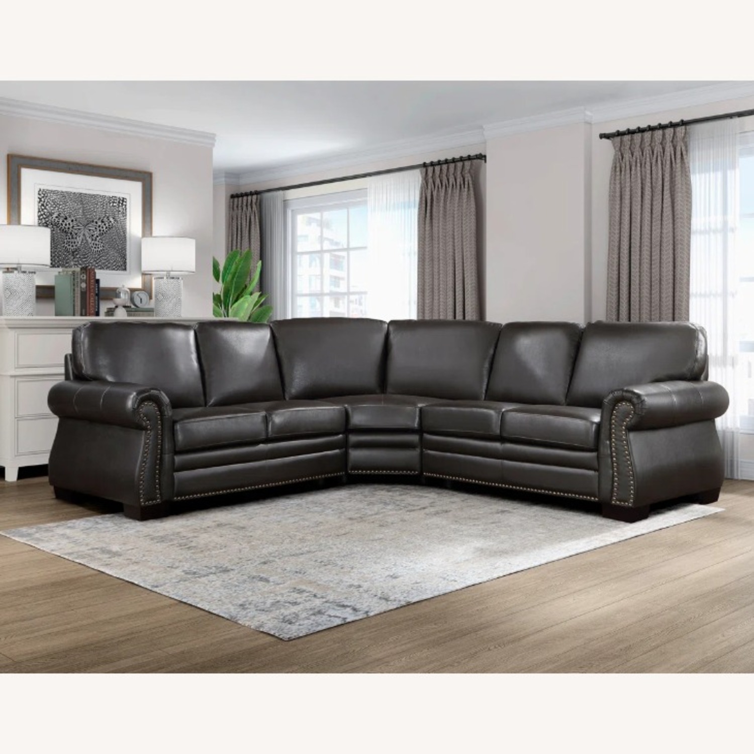 88" Genuine Top Grain Leather 3-Piece Sectional - image-2