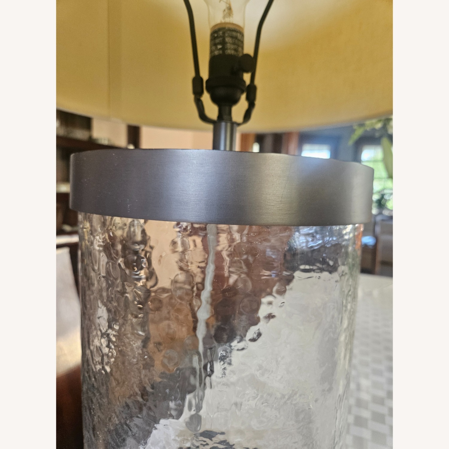 Pottery Barn Hammered Glass Oil Rubbed Bronze - image-3