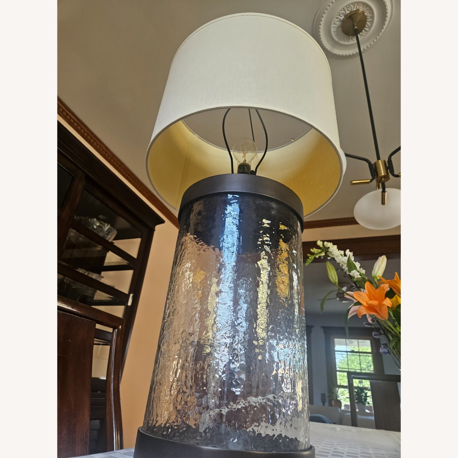 Pottery Barn Hammered Glass Oil Rubbed Bronze - image-8