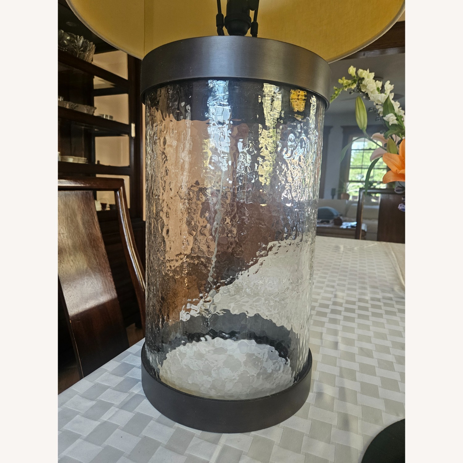 Pottery Barn Hammered Glass Oil Rubbed Bronze - image-9