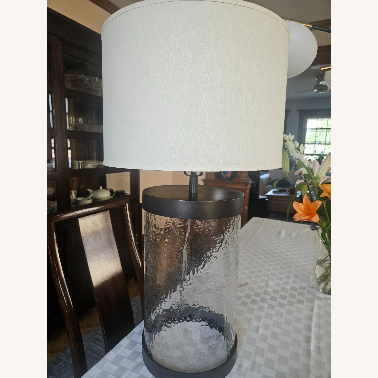 Pottery Barn Hammered Glass Oil Rubbed Bronze - image-6