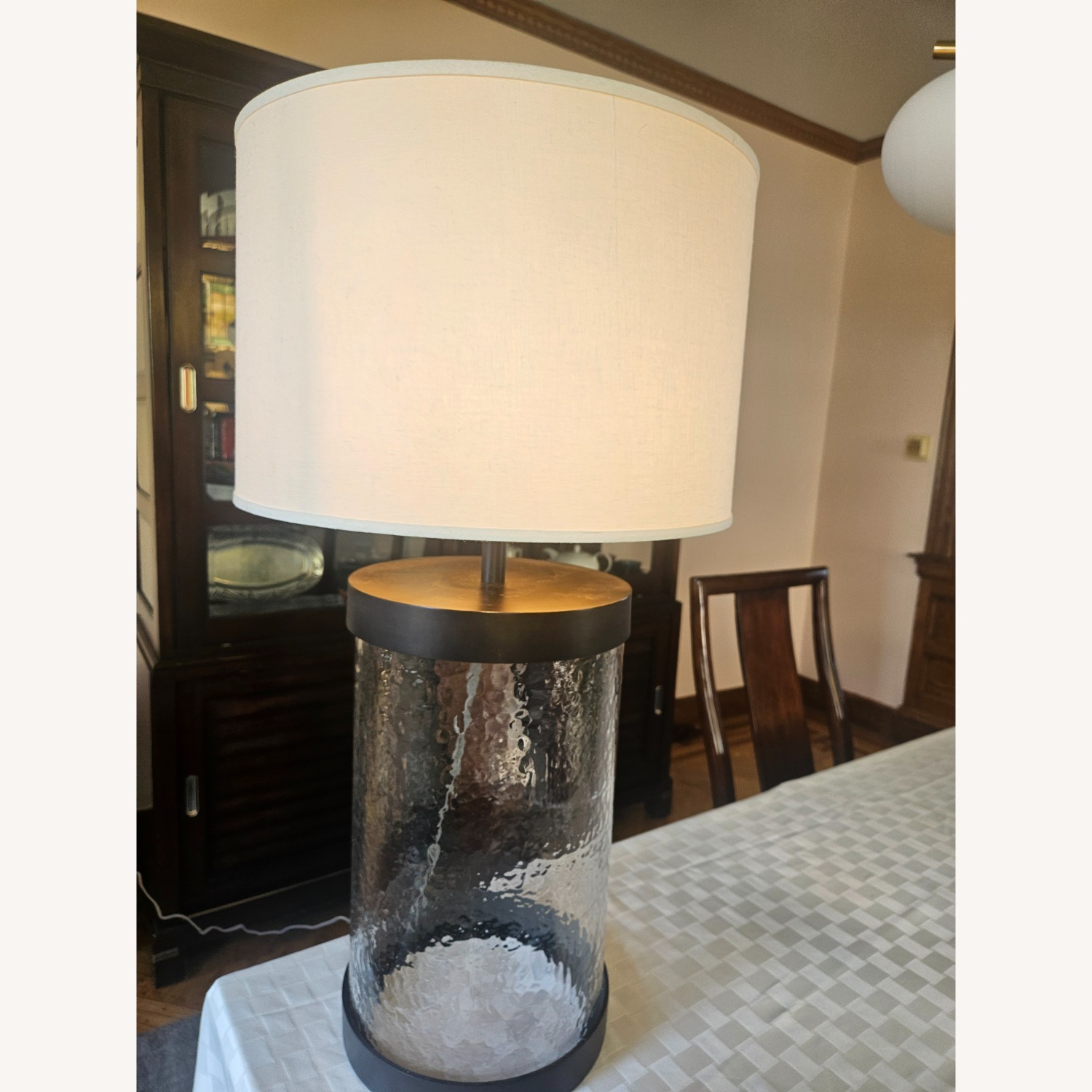 Pottery Barn Hammered Glass Oil Rubbed Bronze - image-1