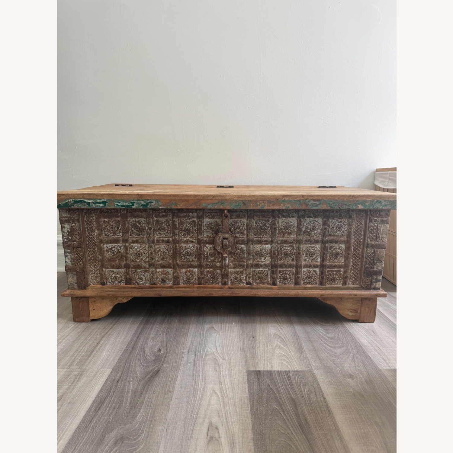 Antique Wooden Chest Trunk - image-1