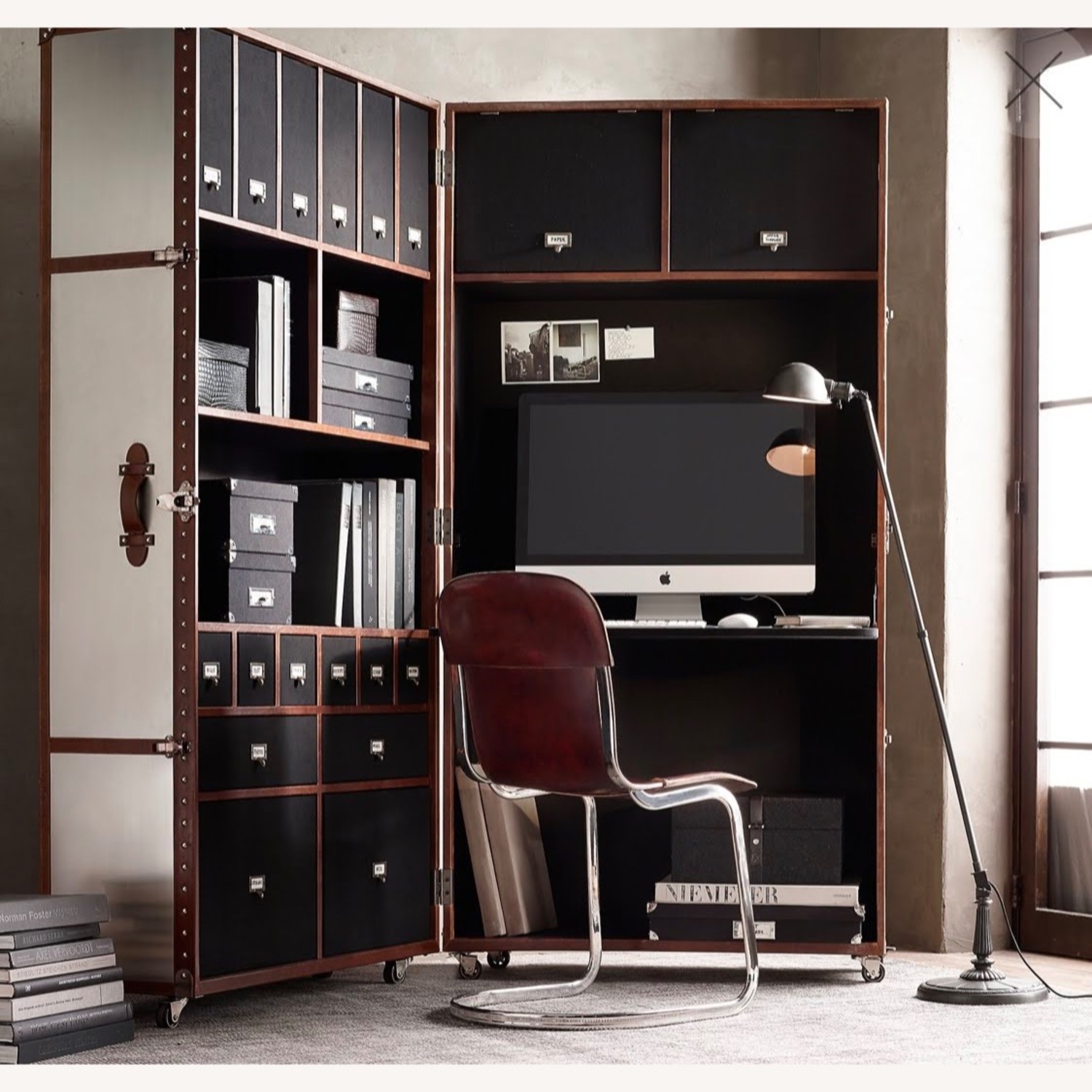 Restoration Hardware Mayfair Steamer Trunk Secretary - image-1