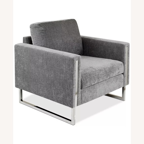 Used Macy's Gray Armchair with Chrome Accents  for sale on AptDeco
