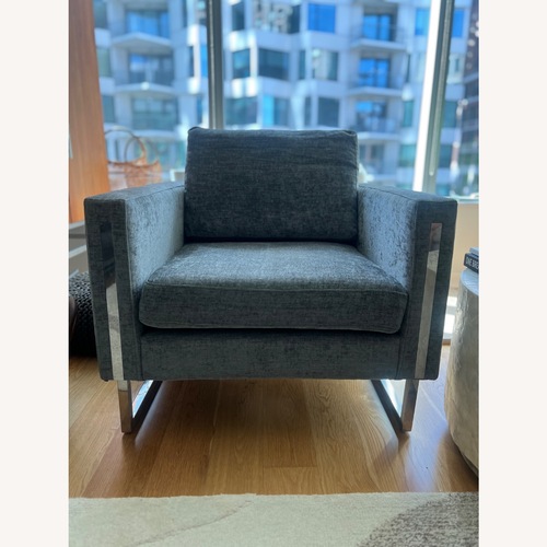 Used Macy's Gray Armchair with Chrome Accents  for sale on AptDeco