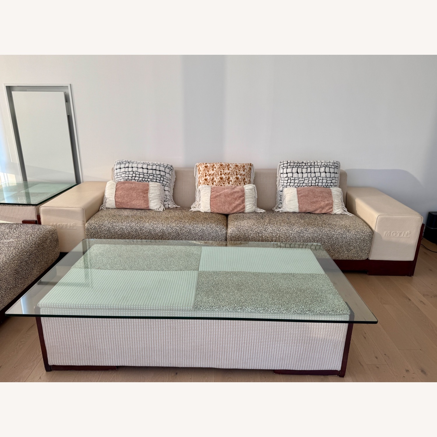 Fabric Sofa with Animal Print Design - image-0