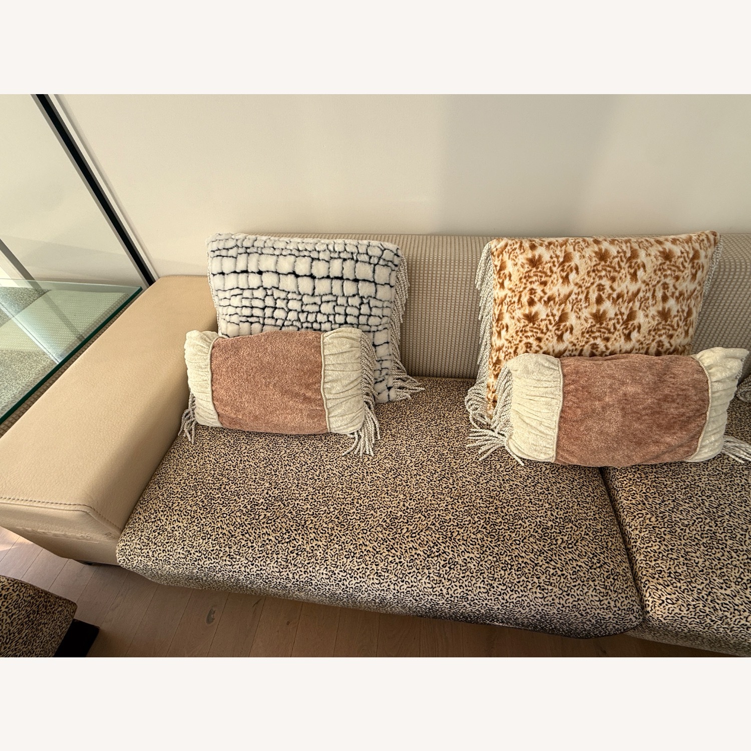 Fabric Sofa with Animal Print Design - image-2