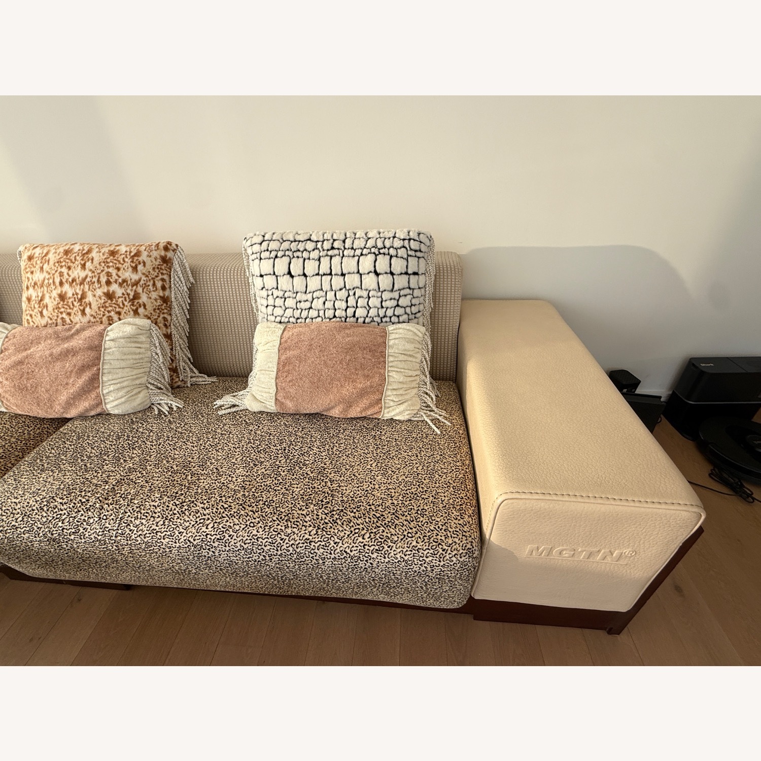 Fabric Sofa with Animal Print Design - image-1