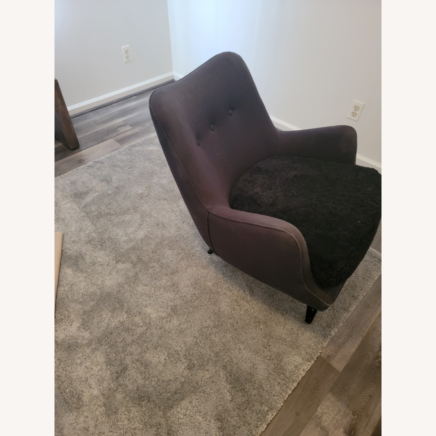 CB2 Ross Cassidy Black Suede and Shearling Chair - image-3