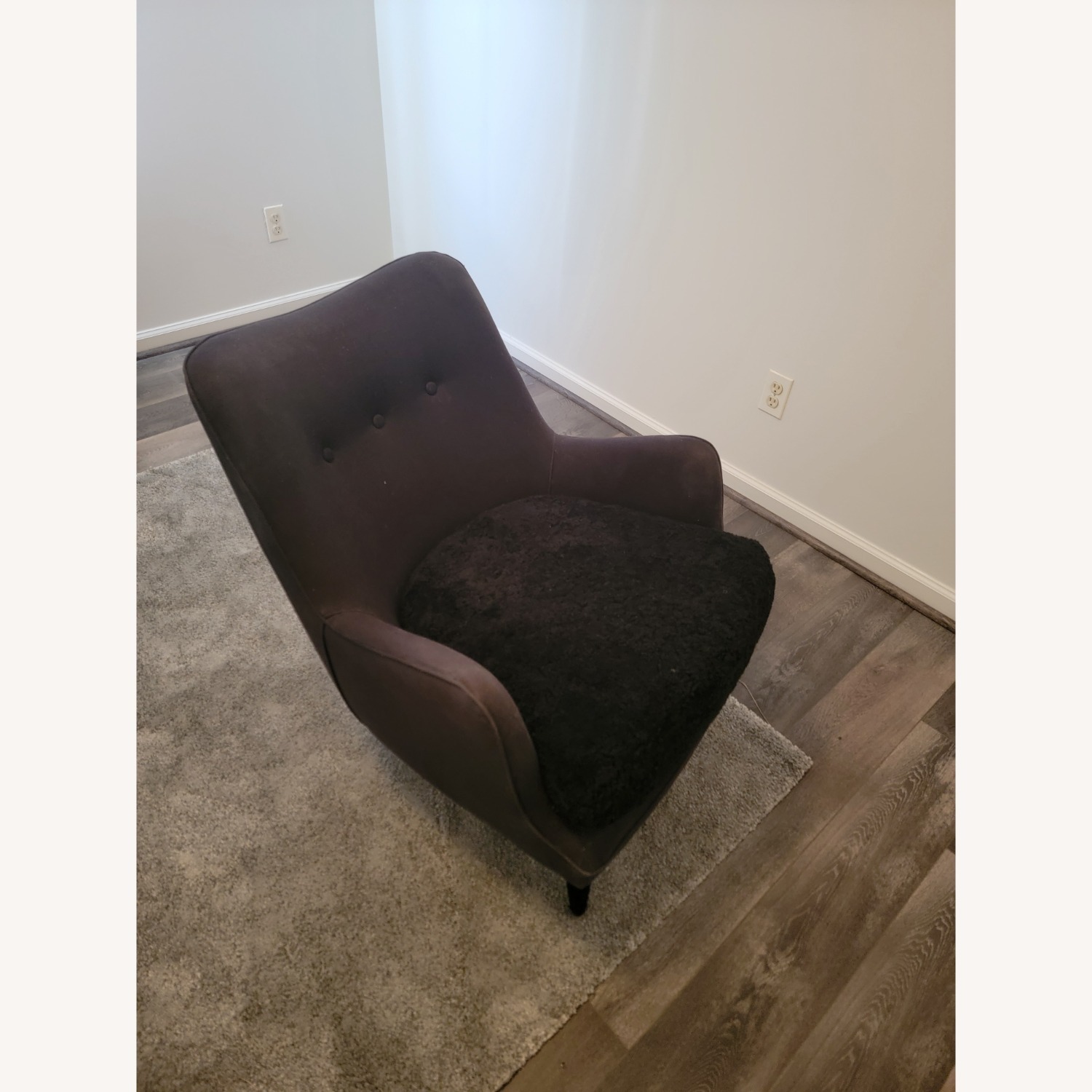 CB2 Ross Cassidy Black Suede and Shearling Chair - image-1