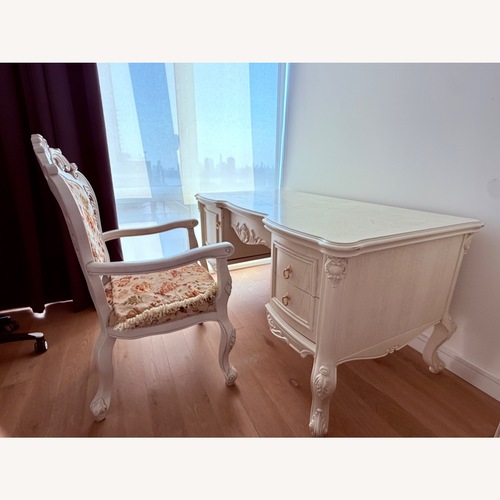 Used Exquisite Ivory French Style Desk with Chair for sale on AptDeco