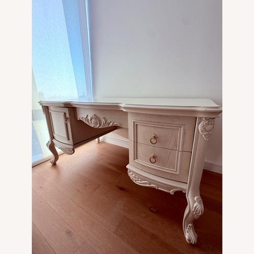 Used Exquisite Ivory French Style Desk with Chair for sale on AptDeco