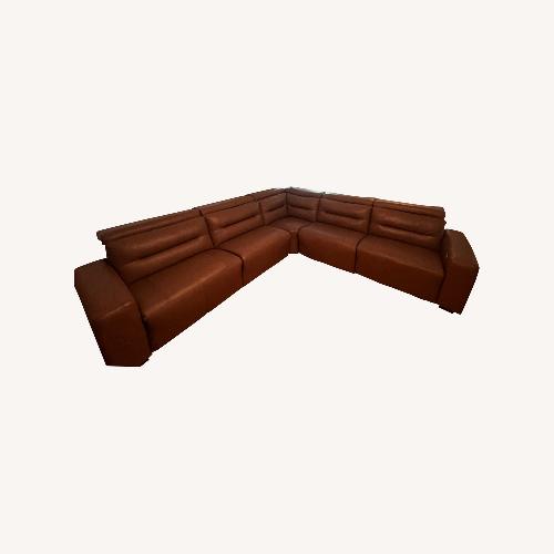 Used Elran Hudson Reclining Sectional Brown Leather  for sale on AptDeco