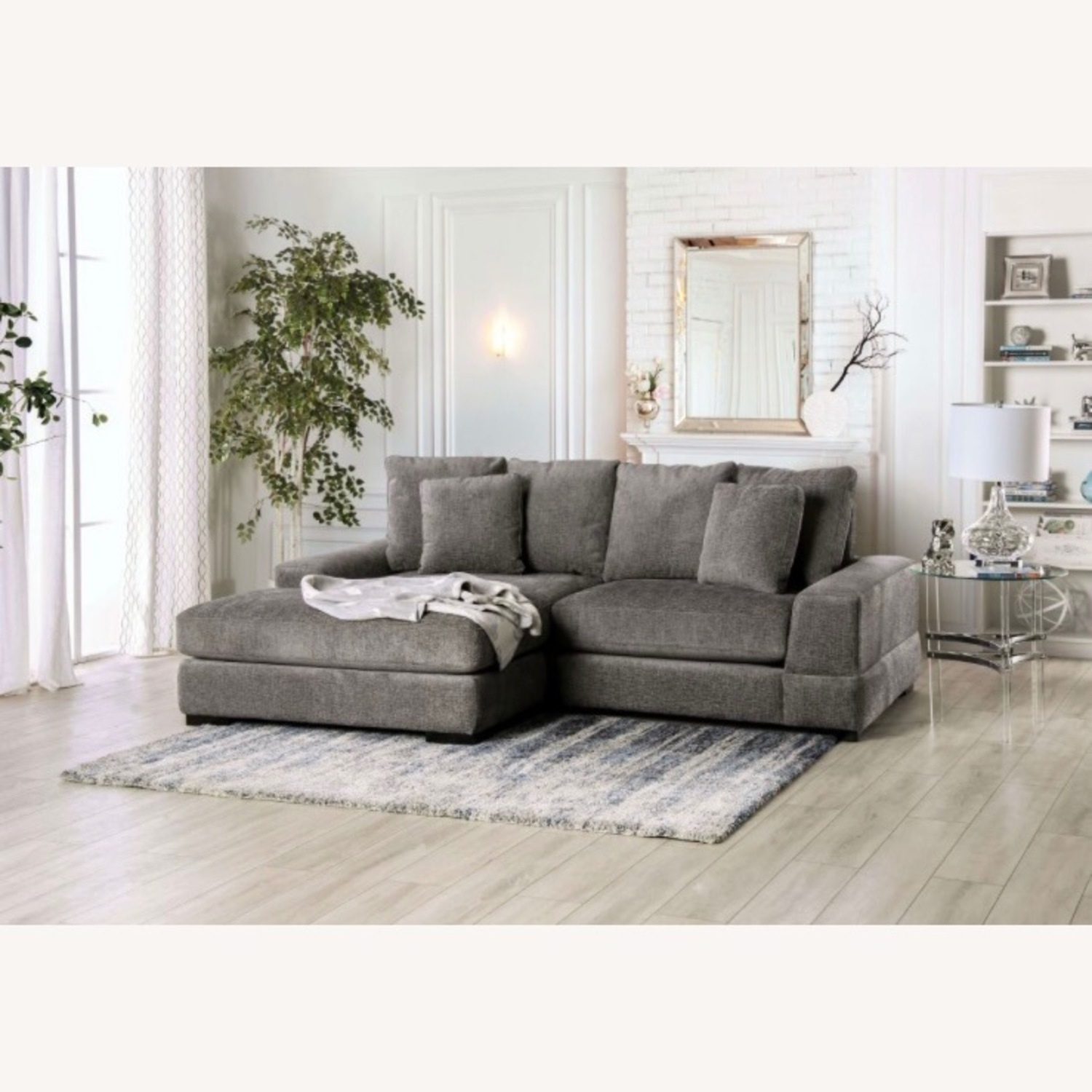Furniture of America Ainsley Sofa with Chaise Grey - image-5