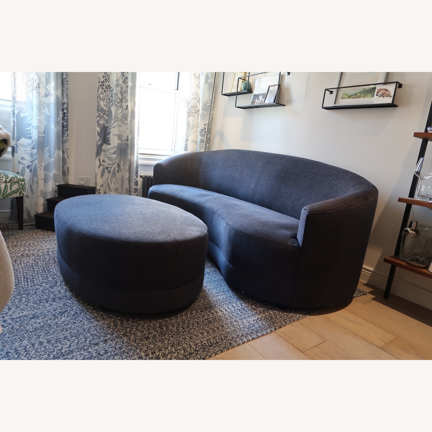 Navy Crate & Barrel Infiniti Sofa & Ottoman - image-1