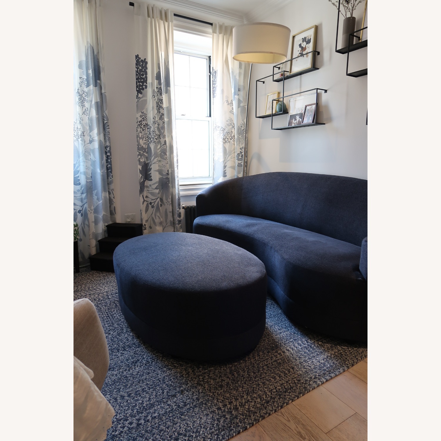 Navy Crate & Barrel Infiniti Sofa & Ottoman - image-5