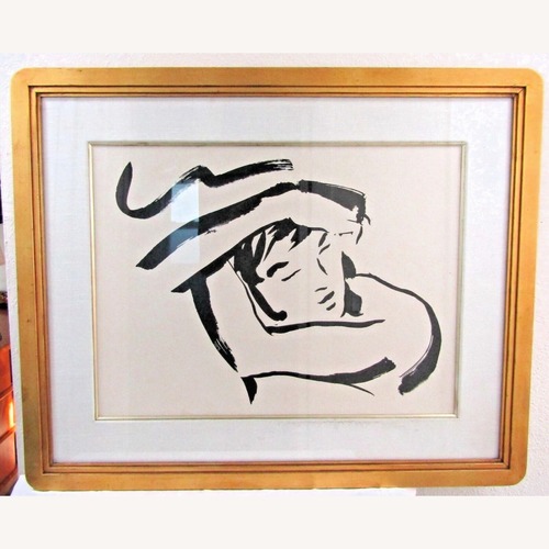 Used Jay Spectre Brushstroke Ink Drawing of Woman for sale on AptDeco