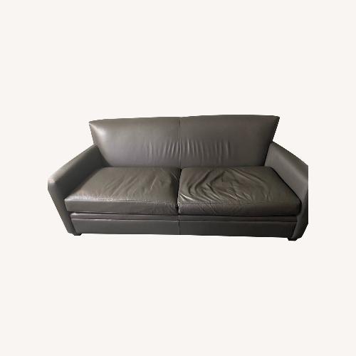 Used Crate & Barrel Gray Leather Sofa for sale on AptDeco