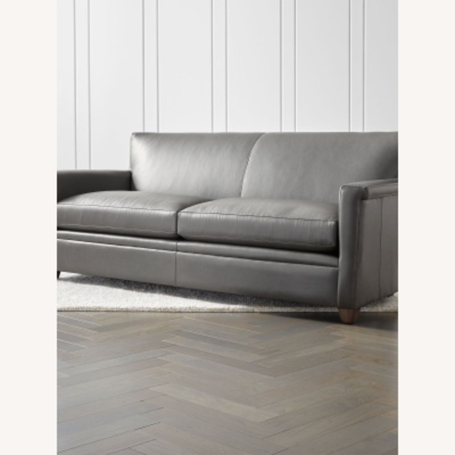 Crate & Barrel Gray Leather Sofa - image-4