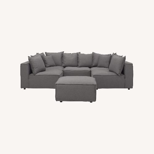 Used Loris Chenille 5-pc. Pit Sectional with Cocktail Ottoman for sale on AptDeco