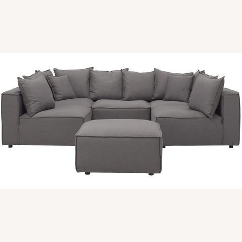 Used Loris Chenille 5-pc. Pit Sectional with Cocktail Ottoman for sale on AptDeco