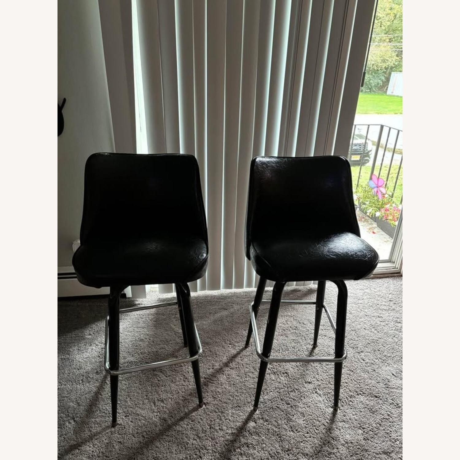 2 Black Bar Stools - image-1