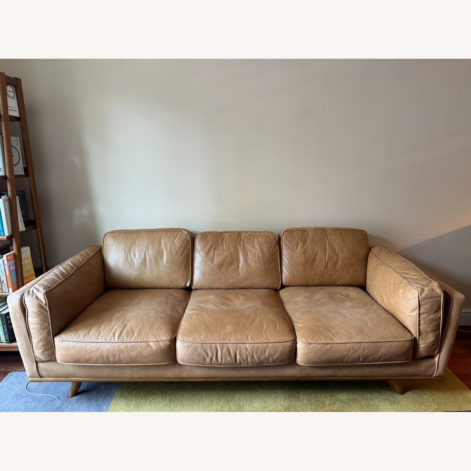 West Elm Zander Leather Sofa (90") - image-1