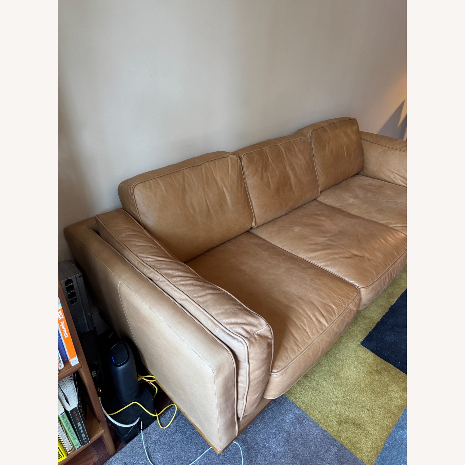 West Elm Zander Leather Sofa (90") - image-4