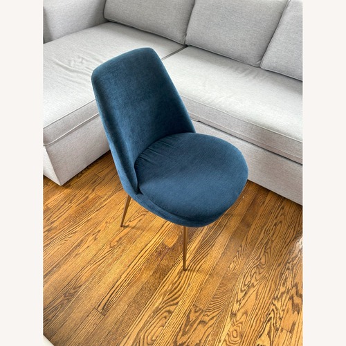 Used Finley Low-Back Dining Chair Blue Velvet Set of 4 for sale on AptDeco