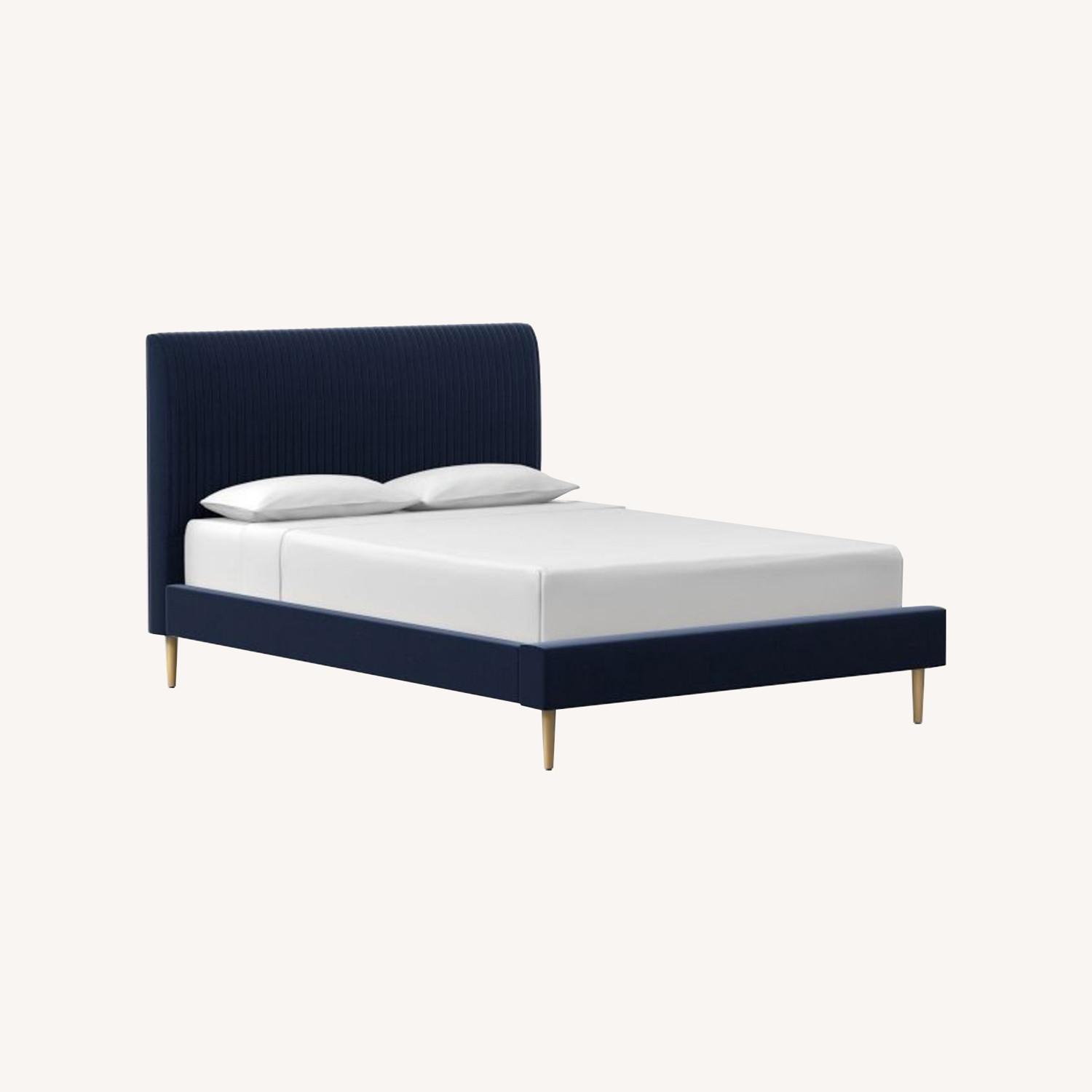 West Elm Roar & Rabbit Pleated Upholstered Bed, Full - image-0