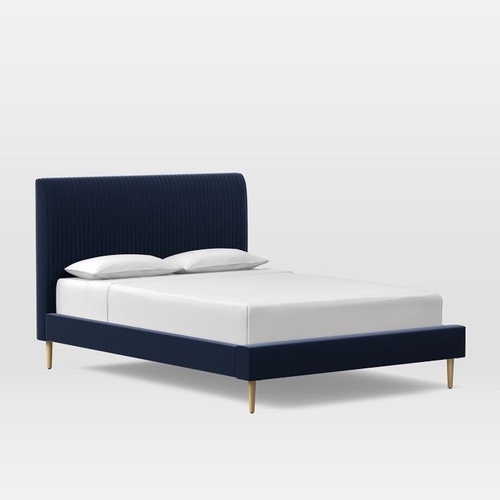 Used West Elm Roar & Rabbit Pleated Upholstered Bed, Full for sale on AptDeco