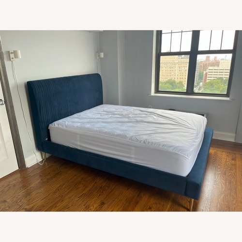 Used West Elm Roar & Rabbit Pleated Upholstered Bed, Full for sale on AptDeco