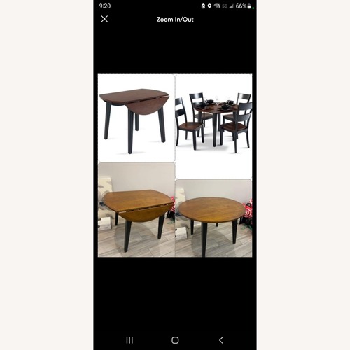 Used Bob's Blake Round Extendable Dining Table Set for sale on AptDeco