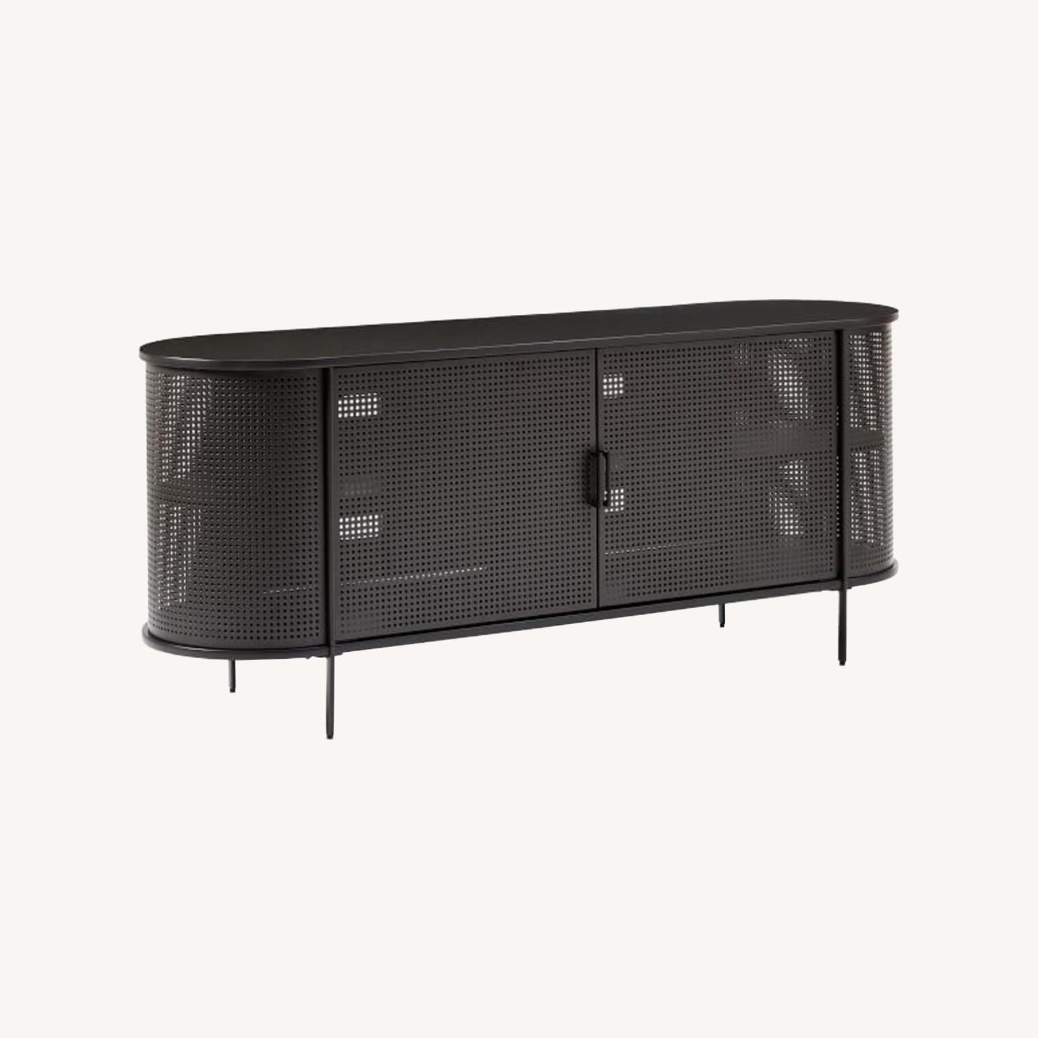 West Elm Perforated Black Media Console - image-0