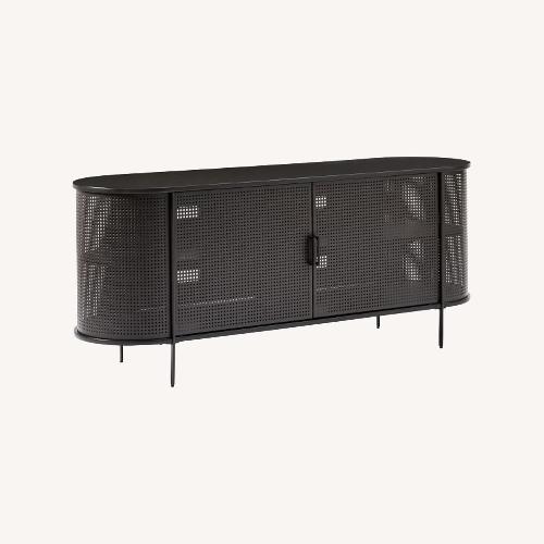 Used West Elm Perforated Black Media Console for sale on AptDeco