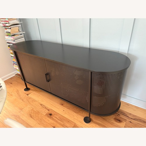 Used West Elm Perforated Black Media Console for sale on AptDeco