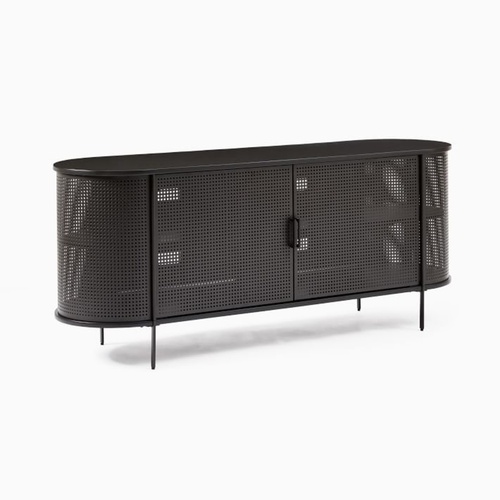 Used West Elm Perforated Black Media Console for sale on AptDeco