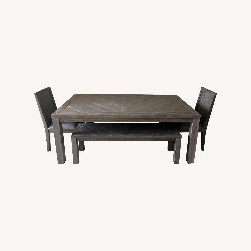 Used Acacia Wood Full Dinner Table Set for sale on AptDeco