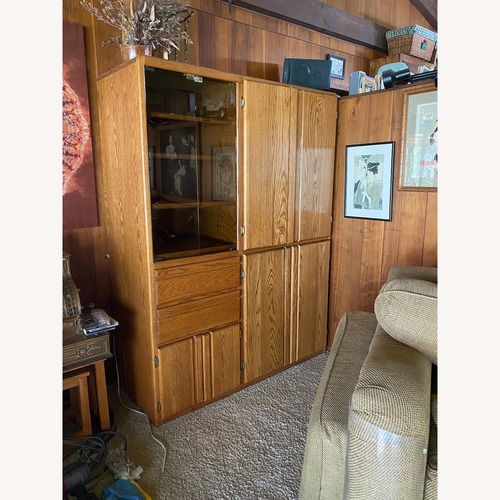 Used Custom Built Oak Media Cabinet for sale on AptDeco