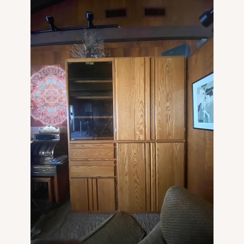 Used Custom Built Oak Media Cabinet for sale on AptDeco