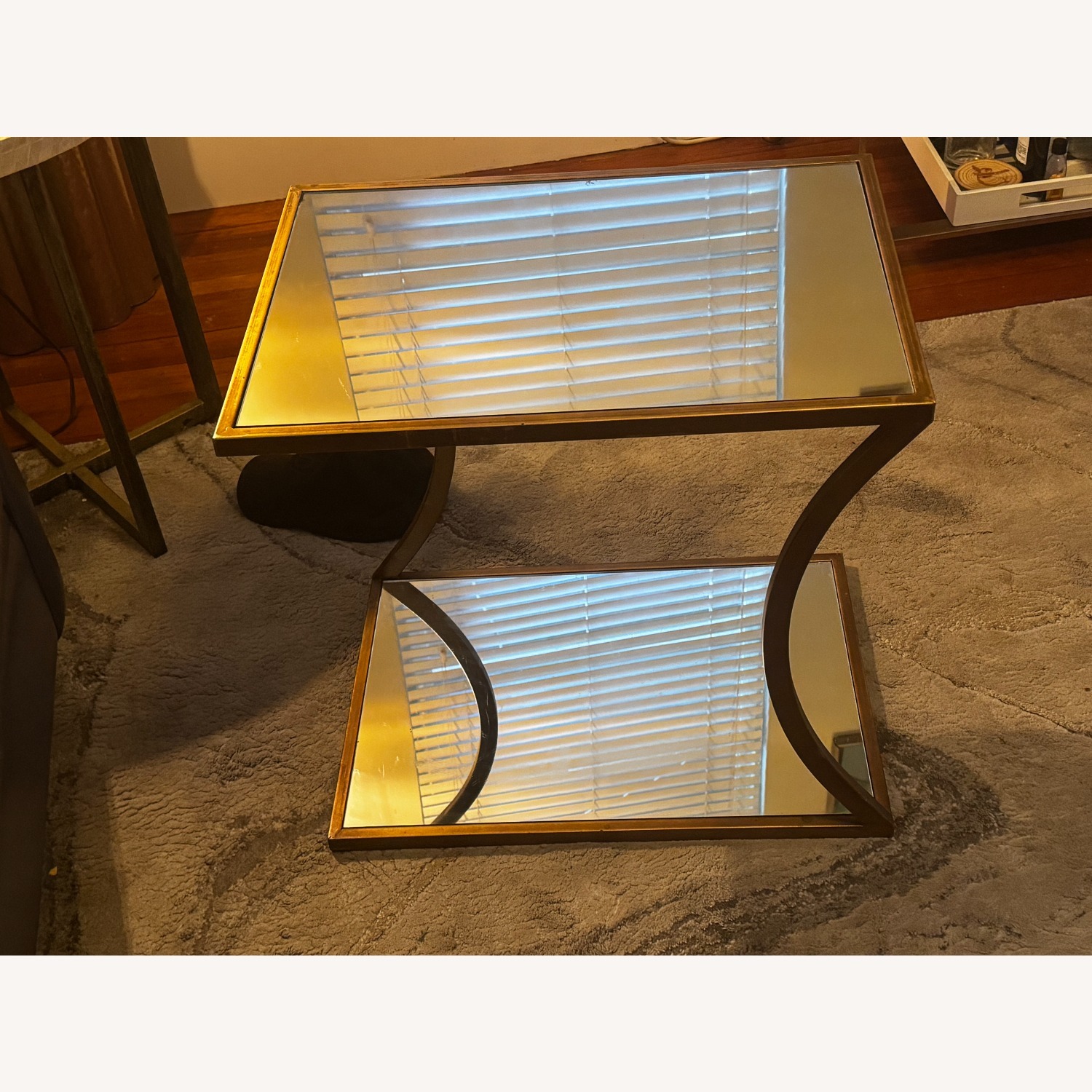 Modern Mirrored Metallic Side Table - image-2