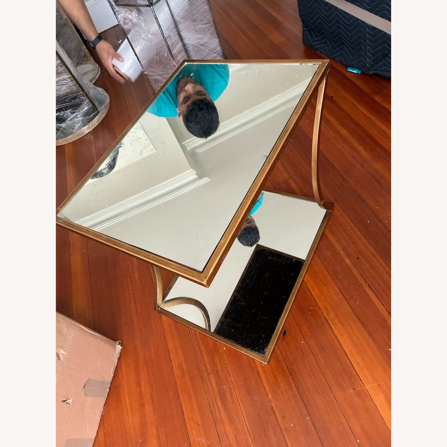 Modern Mirrored Metallic Side Table - image-3