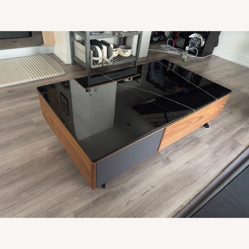 Used Rove Concepts Augustus Black Marble Walnut Coffee Table for sale on AptDeco