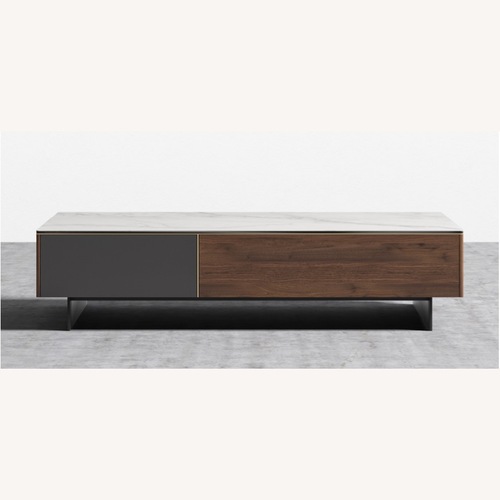 Used Rove Concepts Augustus Black Marble Walnut Coffee Table for sale on AptDeco