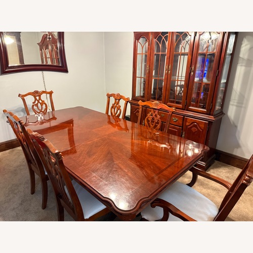 Used Cherry Finish Dining Room Set with 6 Chairs for sale on AptDeco